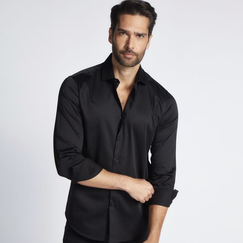 Camisa Social Slim Fit Masculina com Elastano Preta 1733/2