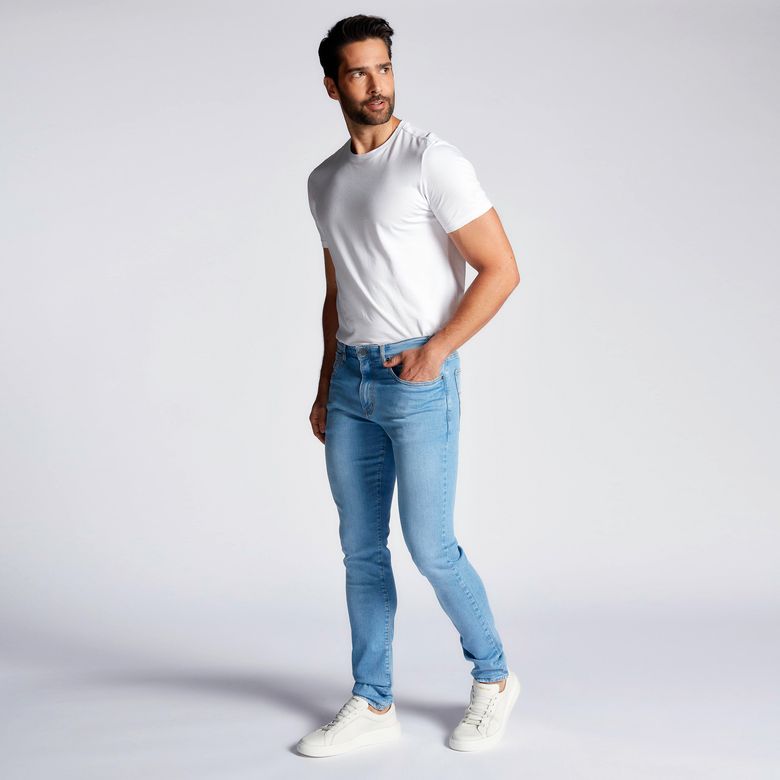 Calça Jeans Masculina Skinny Elastano Delavê PB-001