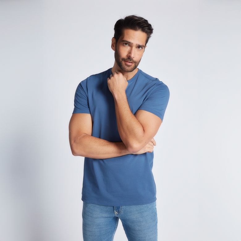 Camiseta Malha Masculina Azul T-shirt Book VT-001