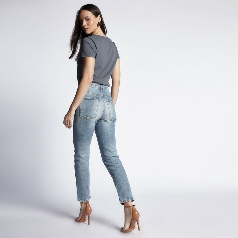 Calça Jeans Feminina Elastano Slim Lavagem Clara INV-5005